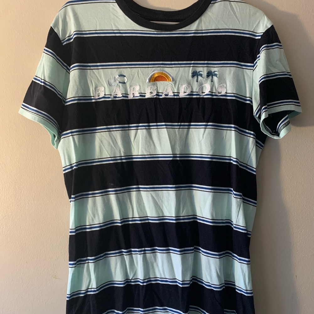 PacSun Navy and Light Blue Striped Tee